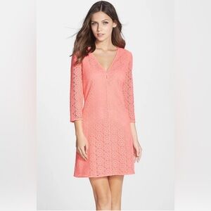 *NWT* Lilly Pulitzer Women’s Pucker Pink Breakers Lace Lamora Dress, Size Small
